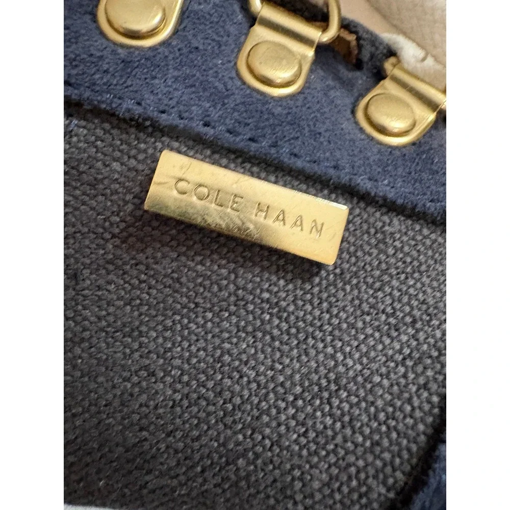 Cole Haan Grand Series Navy Canvas Suede Gold Hardware Sneakers Mens 11.5